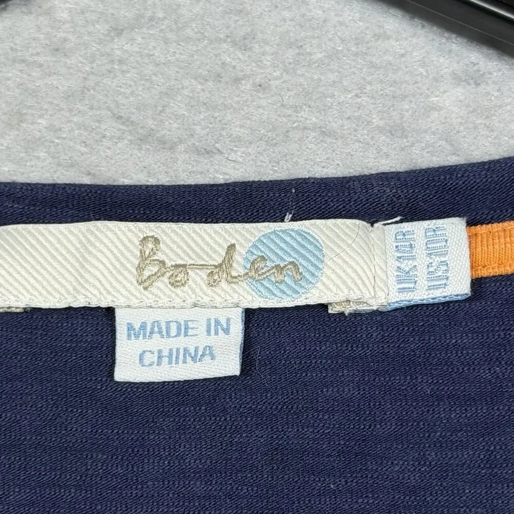 Boden Dress Women’s 10 Blue Short Sleeve V Neck Jersey Wrap Knee Length Casual - Picture 8 of 9